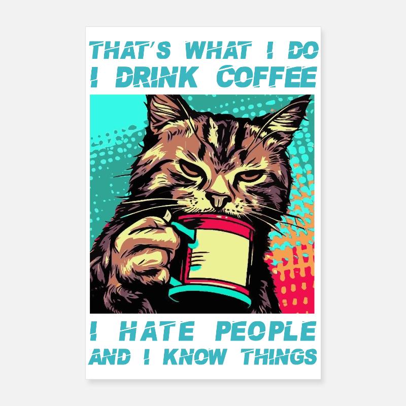 Kaffee mit einer Katze Poster 60x90 cm