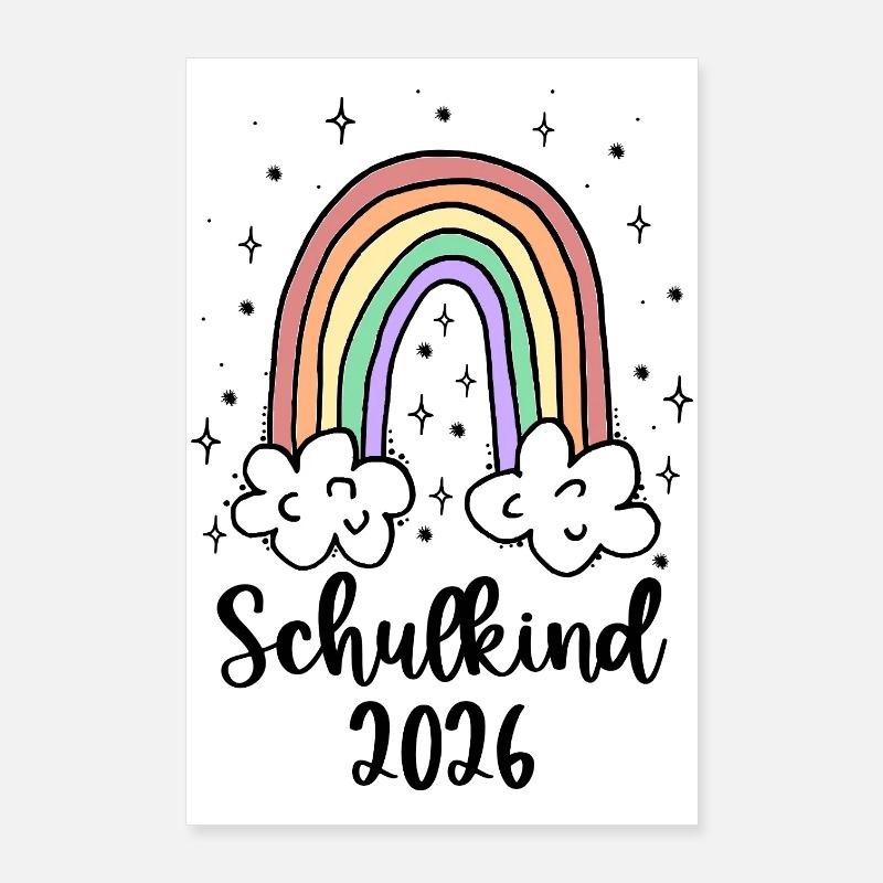 Schulkind 2026 Einschulung Mädchen Regenbogen Poster 60x90 cm