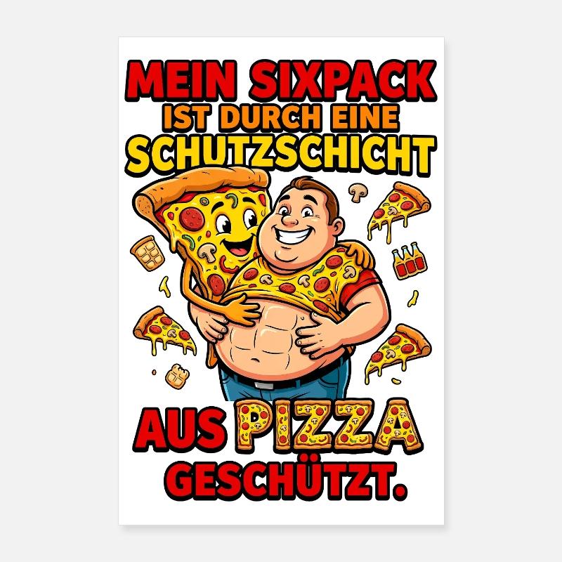 Pizza Sixpack Schutzschicht Meme Poster 60x90 cm