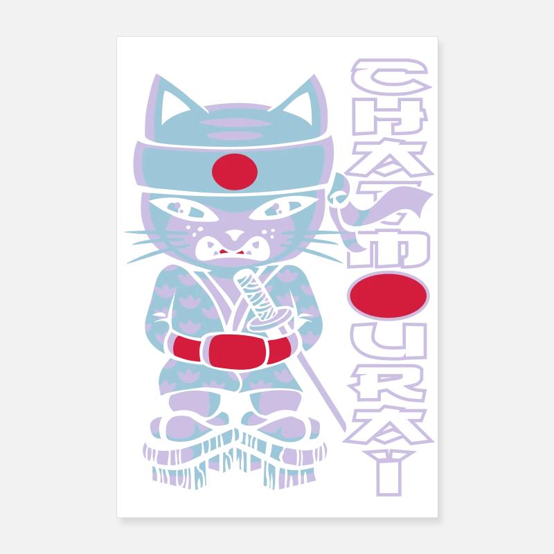 Chat mouraï flex Poster 60x90 cm