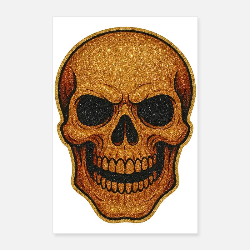 Glitzernder Goldschädel Schädel-Design Poster 60x90 cm