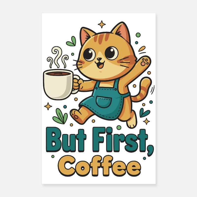 Café First Cat Poster 60 x 90 cm