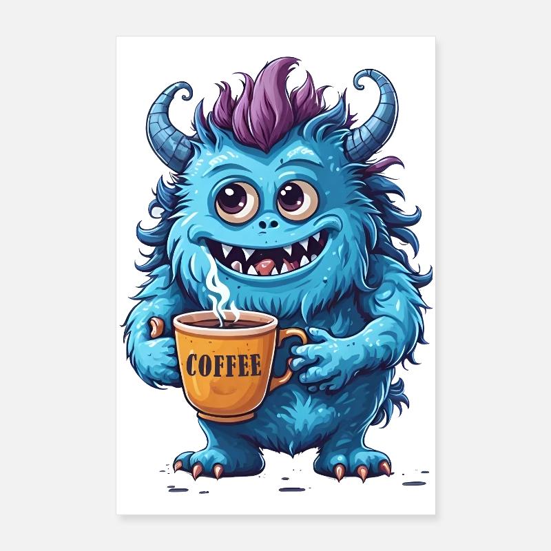 Kaffeemonster  - Koffein Zombie - Morgenmuffel Poster 60x90 cm