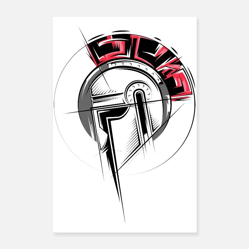 Gladiator Illustration Fighter Helmet Romans icon Poster 24" x 35" (60x90 cm)
