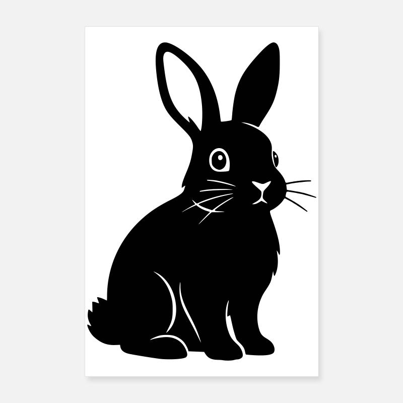 Silhouette de lapin, Vecteur noir Poster 60 x 90 cm