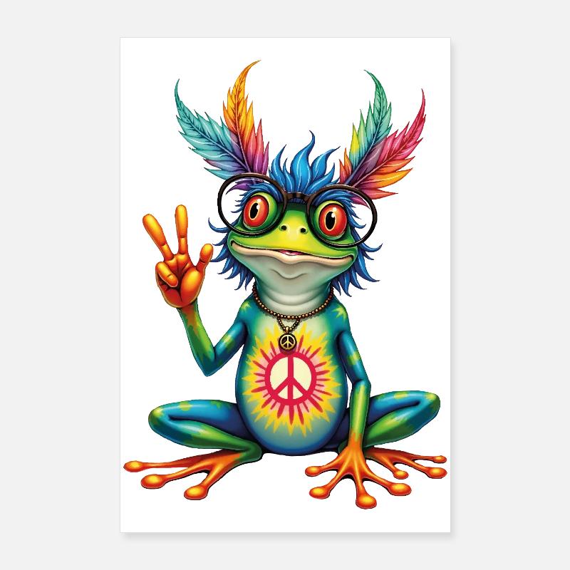 Peaceful Hippie Frog Poster 24" x 35" (60x90 cm)