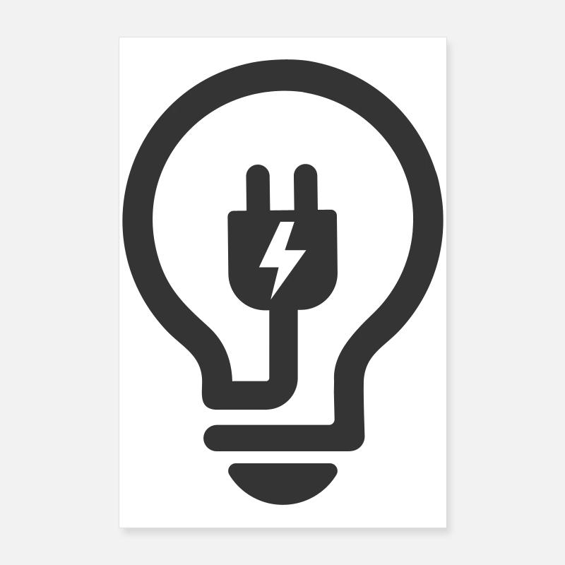Electrician Light Bulb Plug Logo Poster 24" x 35" (60x90 cm)