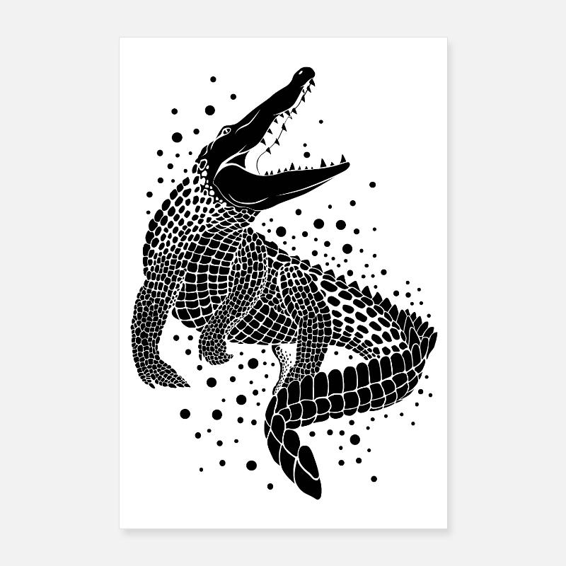Silhouette de Crocodile Poster 60x90 cm