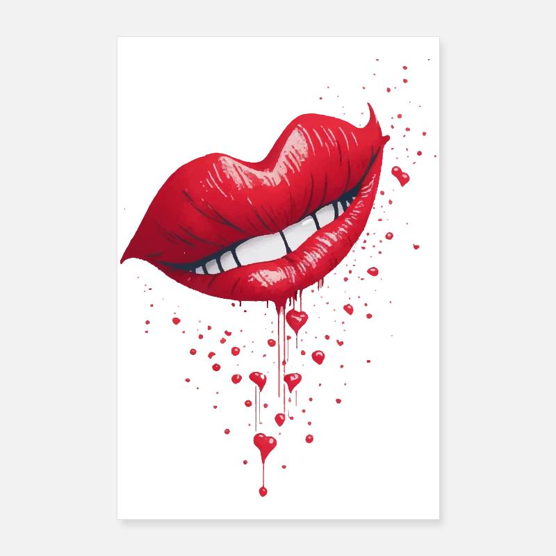 Rouge à lèvres : Design en forme de goutte de cœur Poster 60 x 90 cm