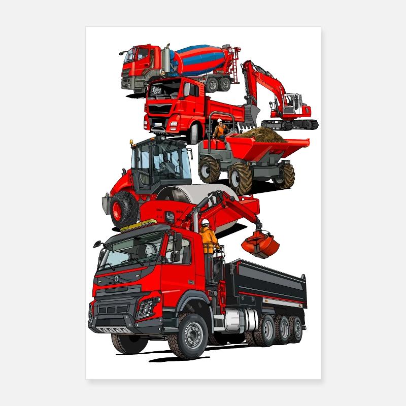 Véhicules de chantier Poster 60 x 90 cm
