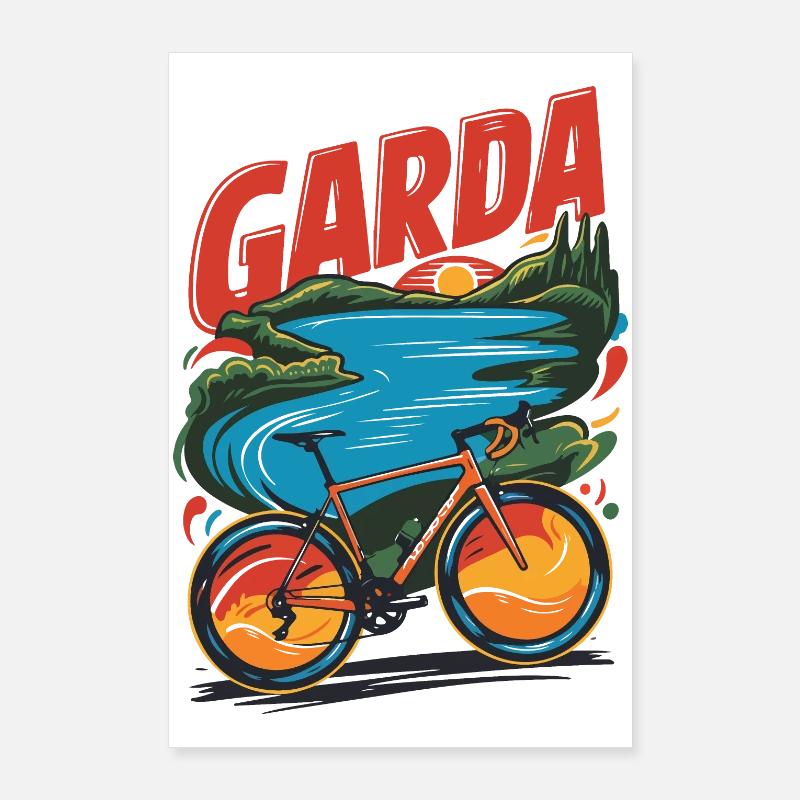 Conception de vélo panoramique du lac de Garde Poster 60 x 90 cm