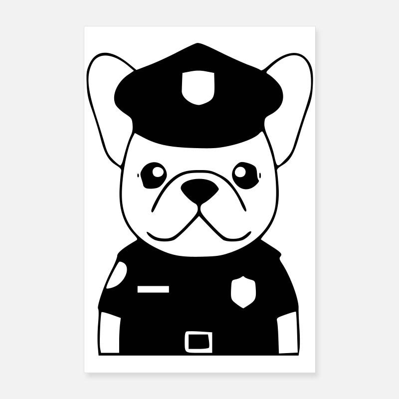 Frenchie Polizist Hund Schwarz Poster 60x90 cm