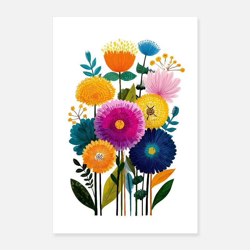 Illustration du bouquet de fleurs colorées Poster 60 x 90 cm