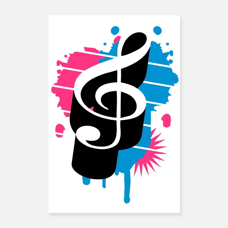 Notenschlüssel als Graffiti Poster 60x90 cm