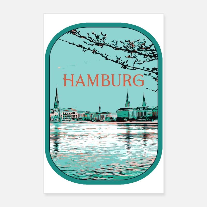 Illustration Flyacross Hamburg Poster 24" x 35" (60x90 cm)