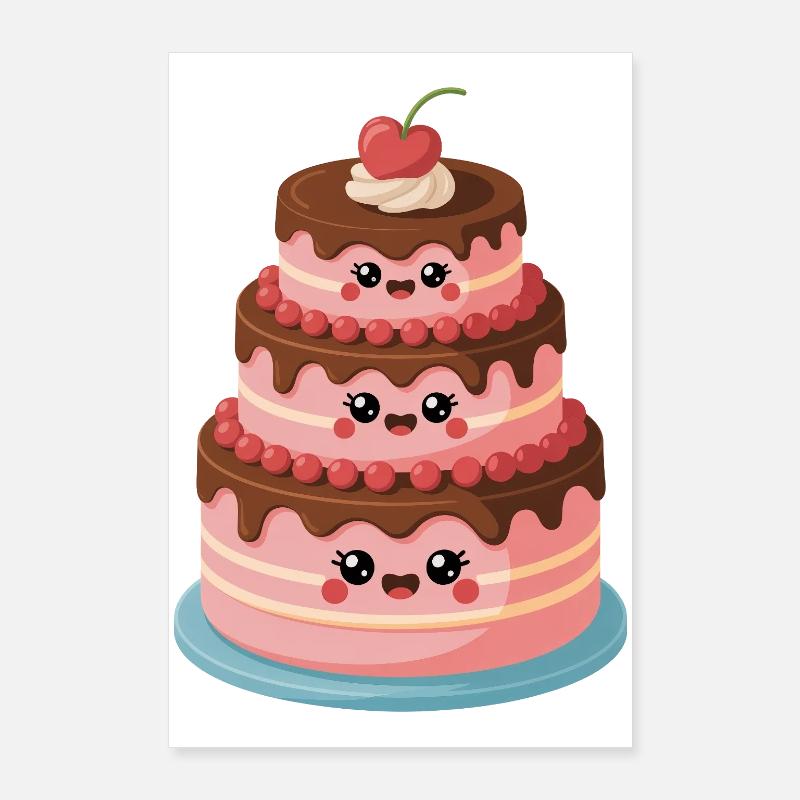 Cake Comic Cute Poster 60 x 90 cm