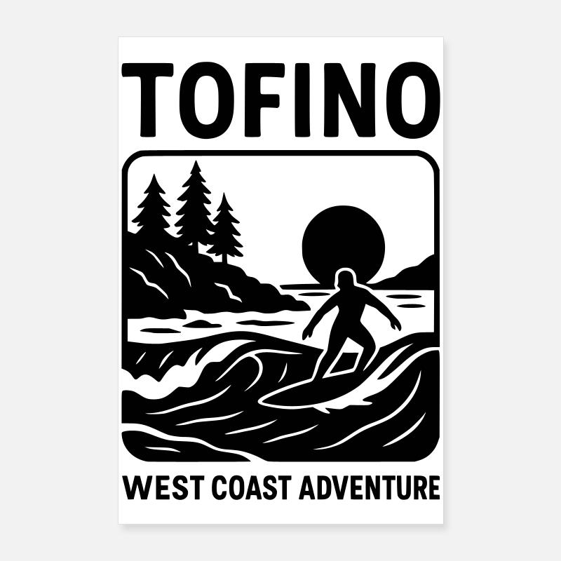 Surf à Tofino Poster 60 x 90 cm