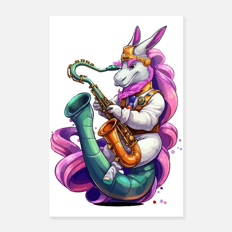 Funkelndes Einhorn Saxophon Poster 60x90 cm
