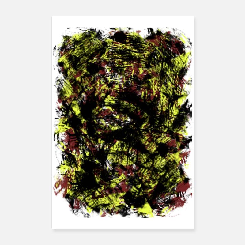 Neon Gelb Schwarz Blattmuster Poster 60x90 cm