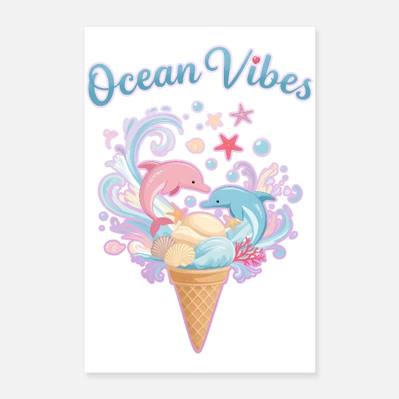 Cream & Dolphins Design 🍦🐬🐬 Poster 24" x 35" (60x90 cm)