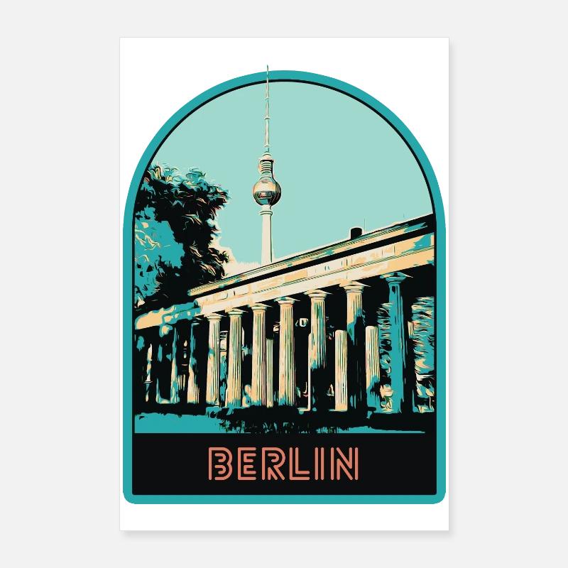 Berliner Fernsehturm und Brandenburger Tor Poster 60x90 cm