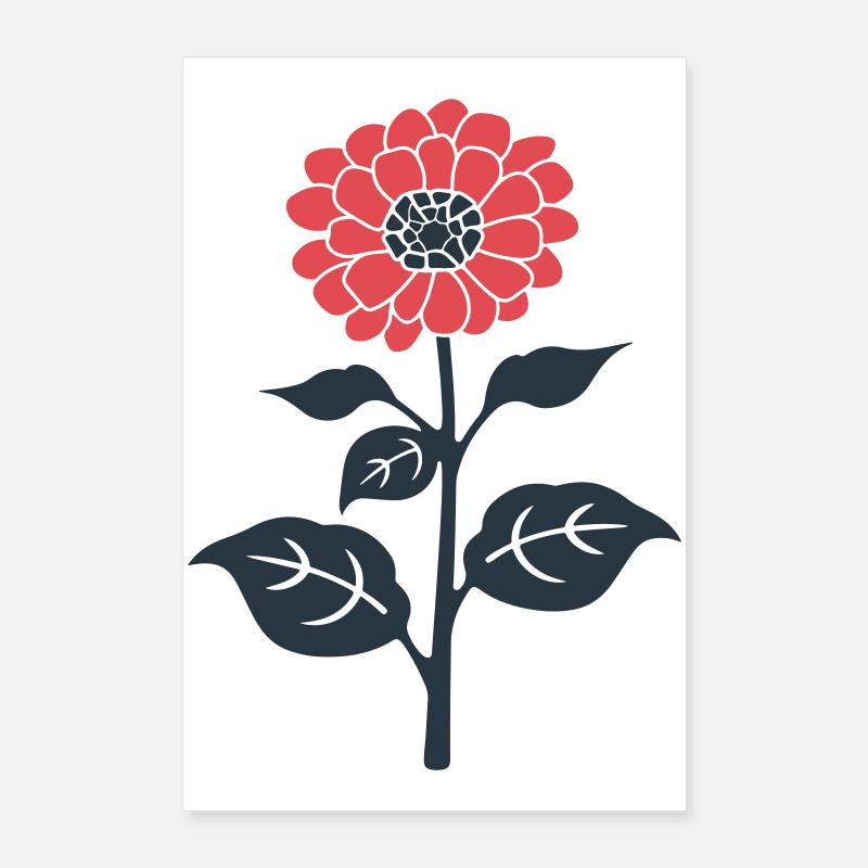 Illustration de fleur rouge Poster 60 x 90 cm