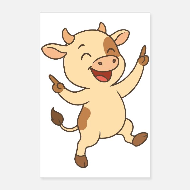 Veau heureux Poster 60 x 90 cm
