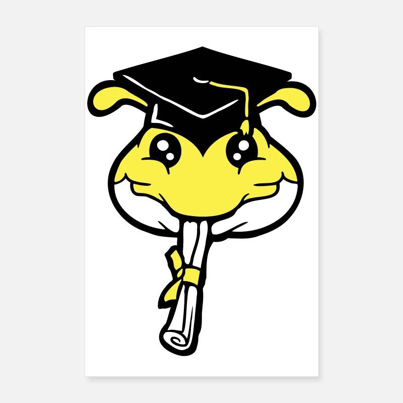Raupe Schulabschluss Abitur bestanden College Wurm Poster 60x90 cm
