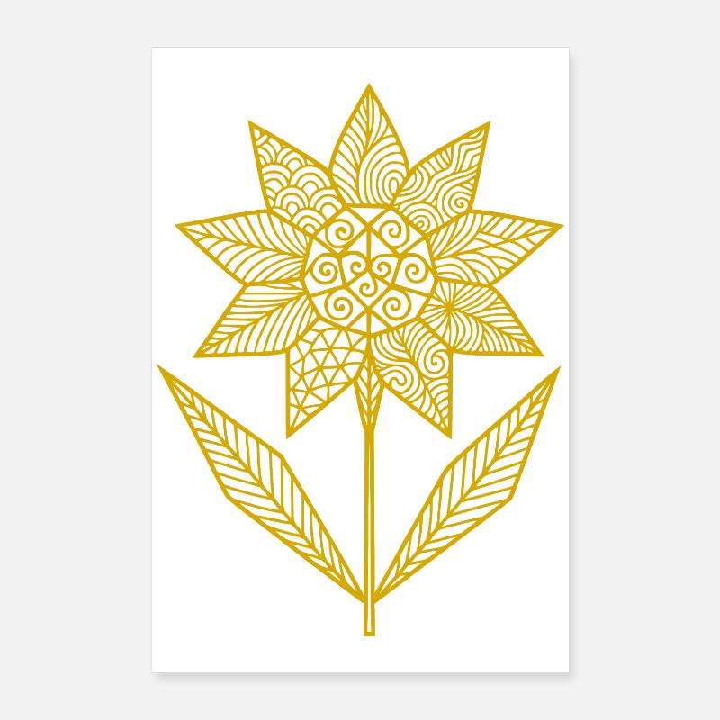 Illustration géométrique de fleur de mandala Poster 60 x 90 cm