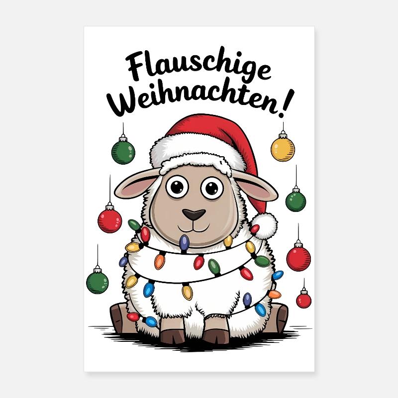 Schaf Flauschige Weihnachten Schäfer lustig  Poster 60x90 cm