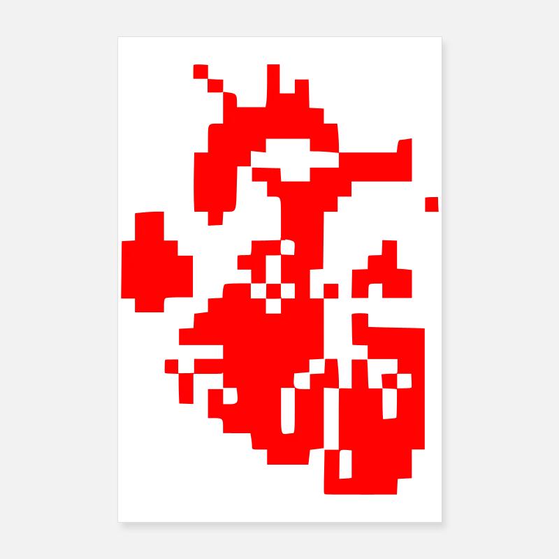 Résolution des Pixels de Cœur Glitch Poster 60 x 90 cm