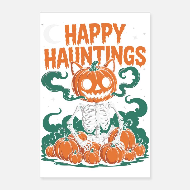 Spooky Jack-o'-Lantern Skeleton Halloween Design Poster 24" x 35" (60x90 cm)