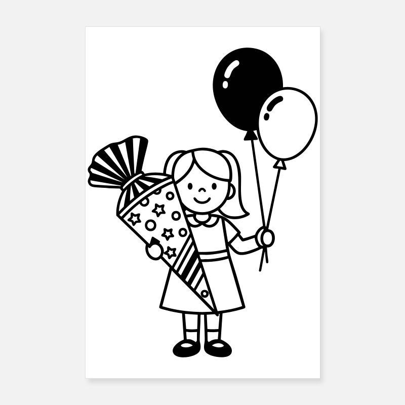 Einschulung Mädchen mit Schultüte Poster 60x90 cm