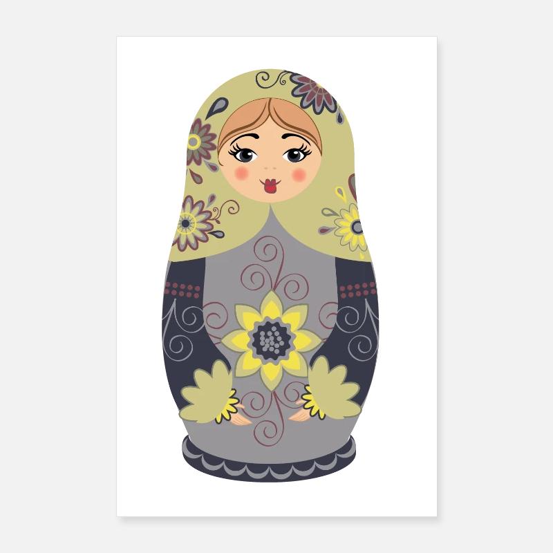Poupée matriochka russe traditionnelle Poster 60 x 90 cm