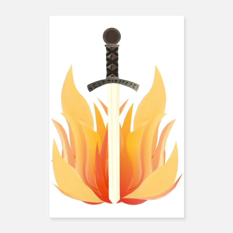 Long Sword with Flame Pattern, Fire Designs Poster 24" x 35" (60x90 cm)