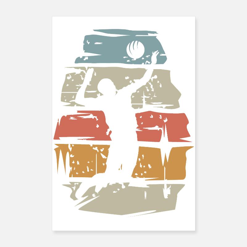 retro volleyball player - ball attack scratch Poster 24" x 35" (60x90 cm)