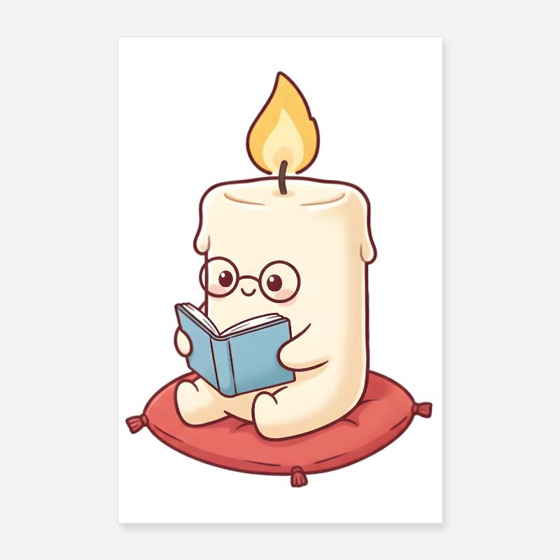 Kerze liest ein Buch Poster 60x90 cm