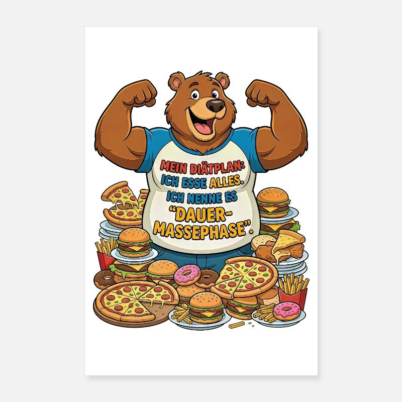 Permanent mass phase: Bear with pizza Poster 24" x 35" (60x90 cm)