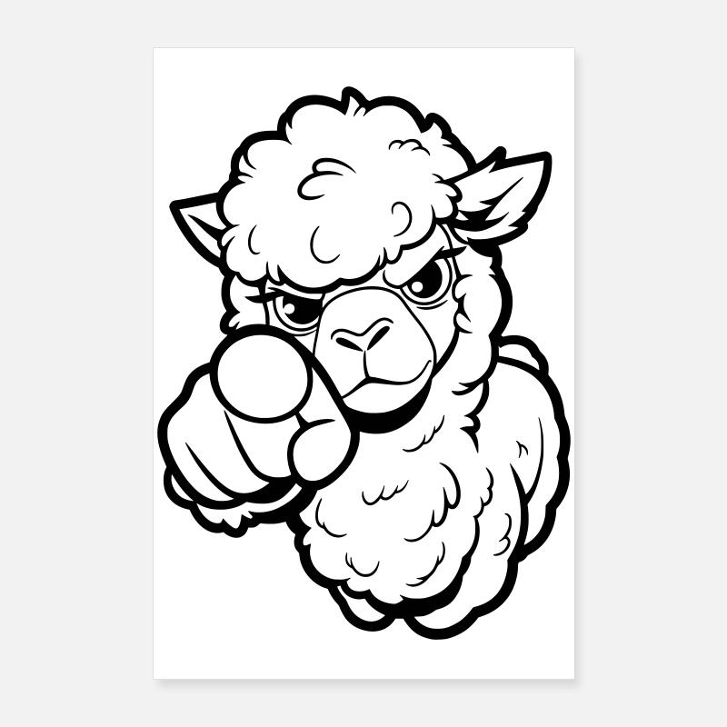 Naughty alpaca points at you Poster 24" x 35" (60x90 cm)