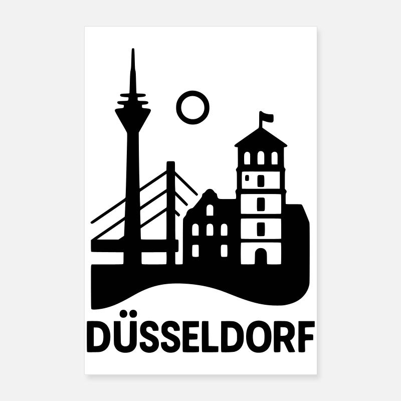 Silhouette de Düsseldorf Poster 60 x 90 cm