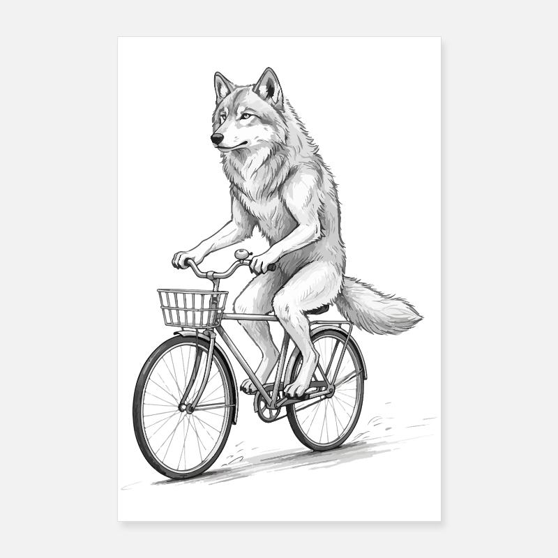 Wolf Cyclist à vélo Poster 60 x 90 cm