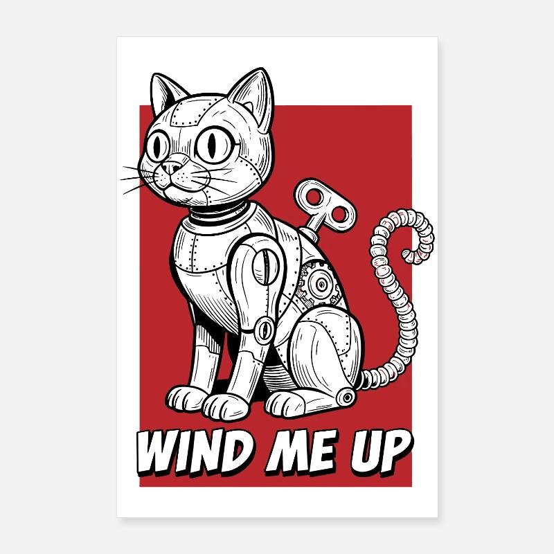 Wind Me Up Katzroboter Poster 60x90 cm