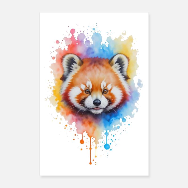 Red Panda Watercolor Splash Poster 24" x 35" (60x90 cm)