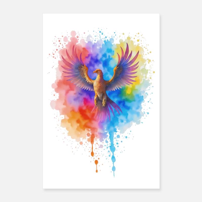 Phénix aquarelle précipité Poster 60 x 90 cm