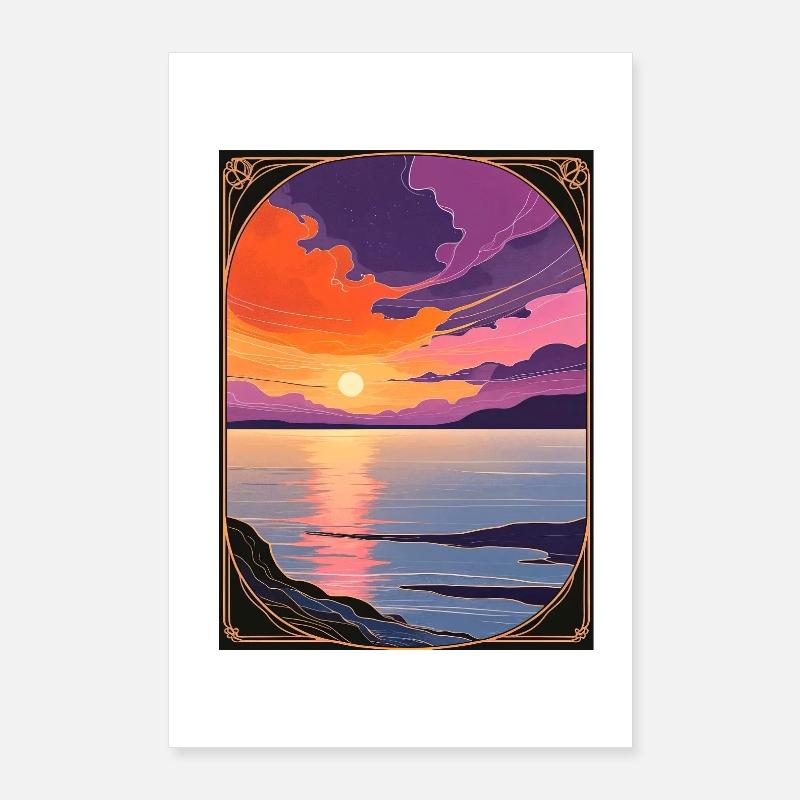 Envoûtant coucher de soleil côtier Poster 60 x 90 cm