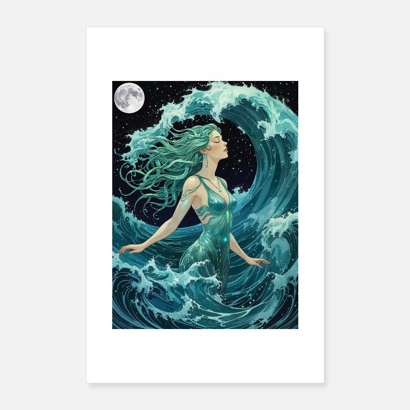 Déesse de la mer océanique Poster 60 x 90 cm