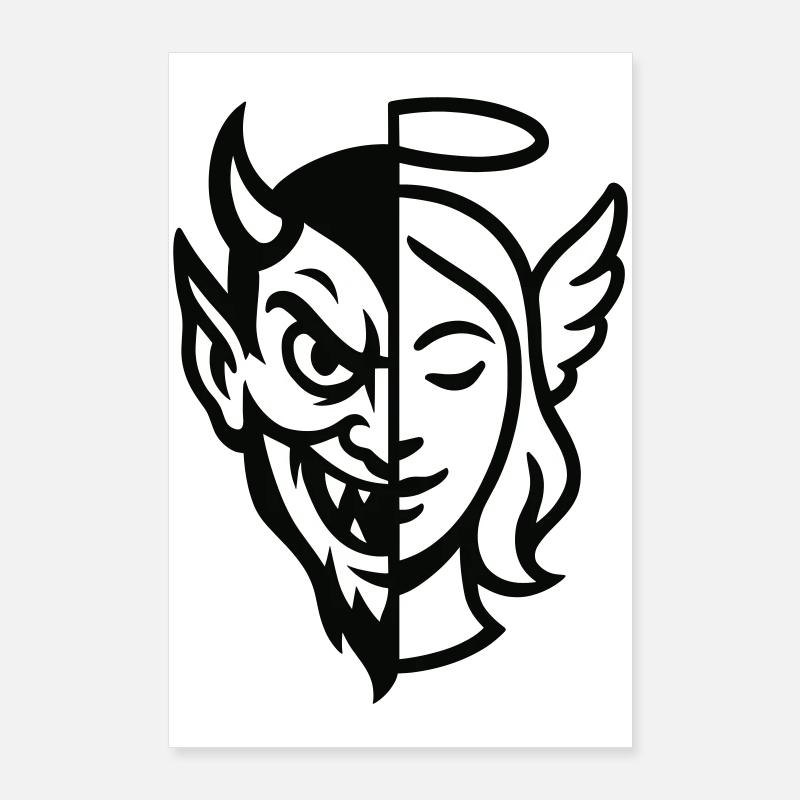 Split Face Demon Angel Poster 24" x 35" (60x90 cm)