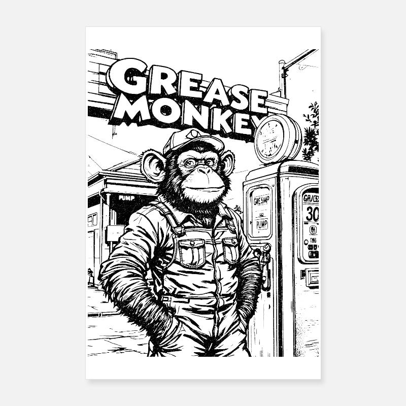 GreaseMonkey Linienzeichnung Poster 60x90 cm