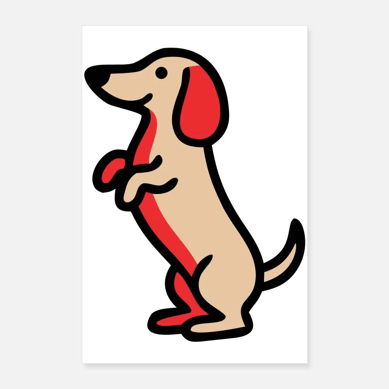 Süßer Dackel Hund Männchen Comic Poster 60x90 cm