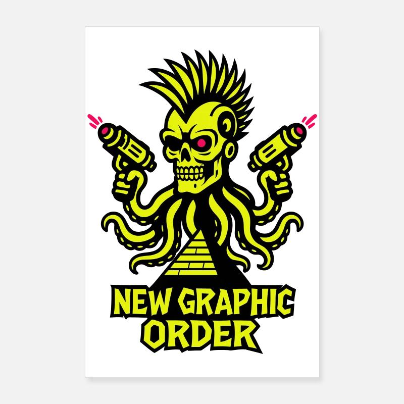NGO Skull Punk yellow Poster 60x90 cm